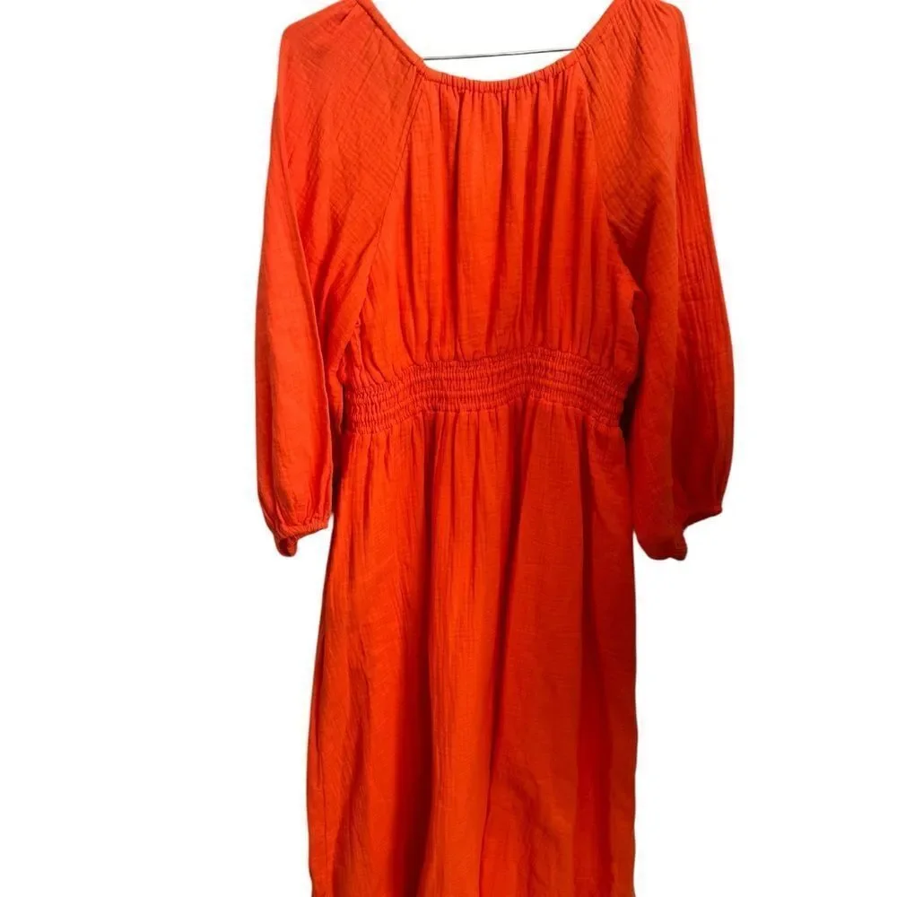 J.Crew Women's V-neck midi dress in soft gauze Fire Lily M